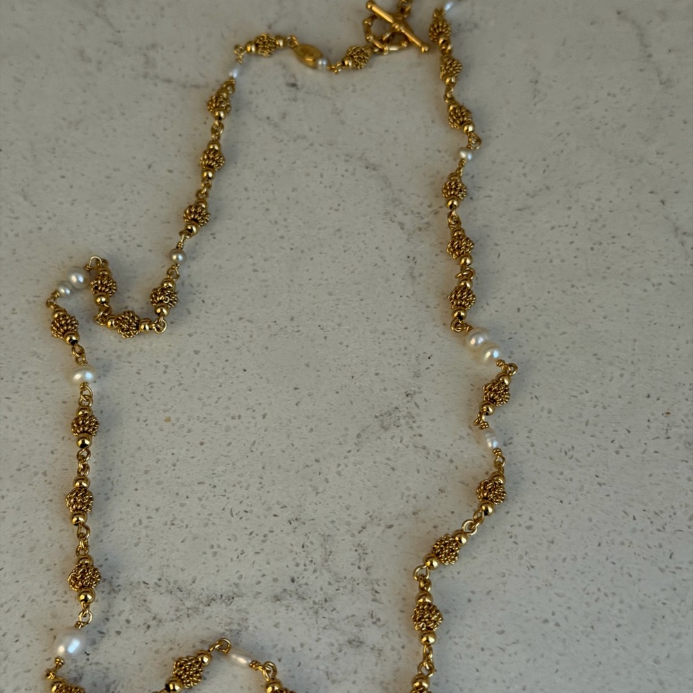 Gold and Pearl Beaded Women's Necklace